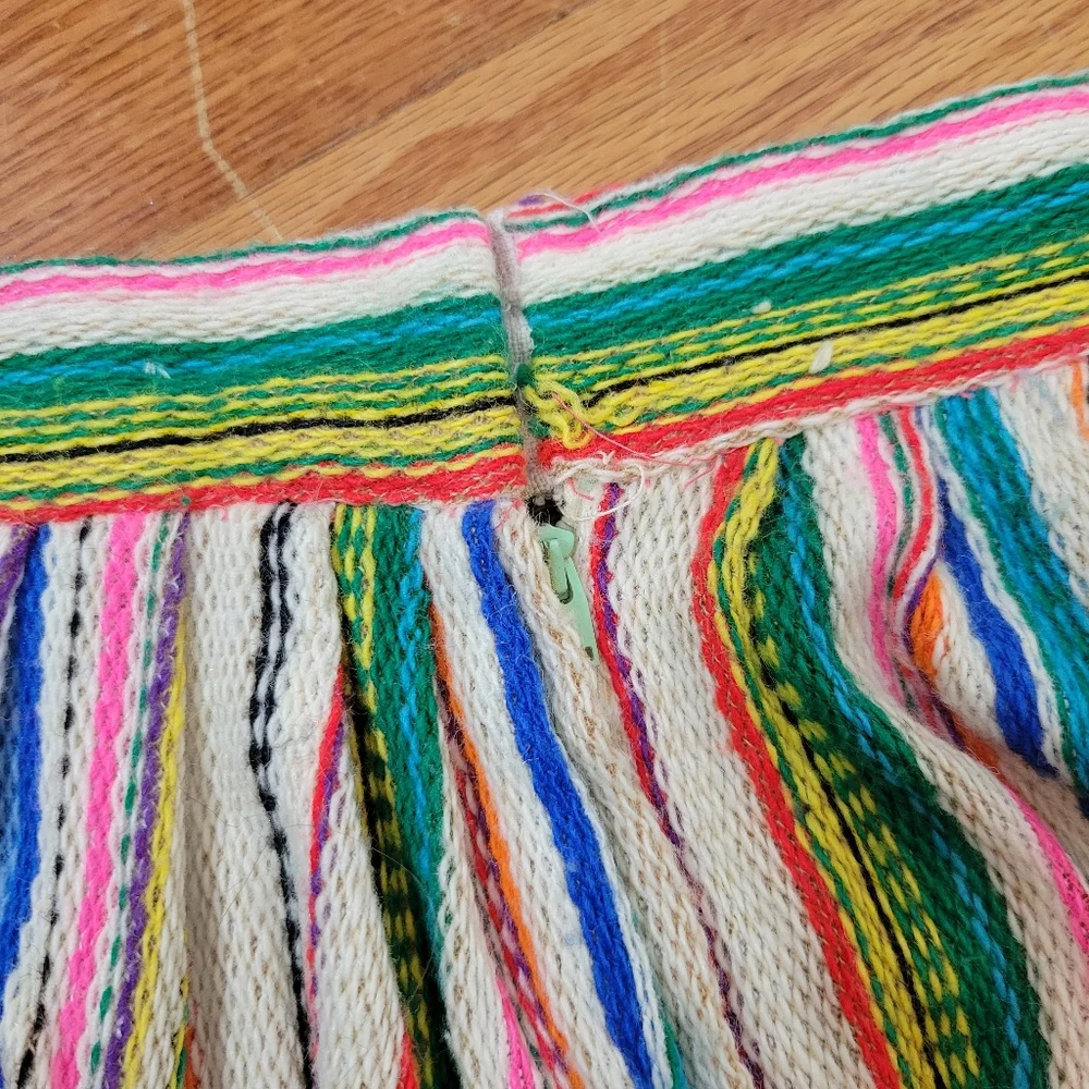 Vintage 1970s Hand Sewn Striped Long Maxi Skirt Surfer Girl Bohemian - Picture 12 of 13